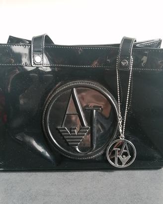 Borsa originale Armani Jeans nero lucido