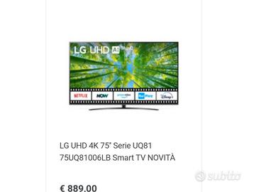 smart tv lg 75 pollici