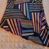 gonna nera righe multicolore asimmetrica al fondo 