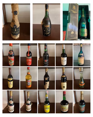 Lotto bottiglie vintage vini,liquori anni '60-70 