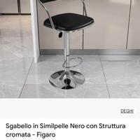 Sgabello bar nero con struttura cromata