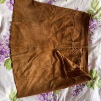 Gonna marrone pelle scamosciata vintage