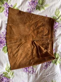 Gonna marrone pelle scamosciata vintage