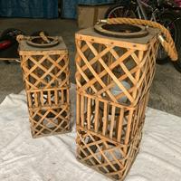 Coppia di Lanterne portacandele in legno