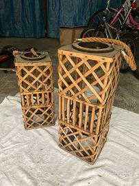 Coppia di Lanterne portacandele in legno