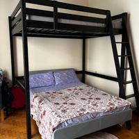 Letto a soppalco nero 140x200