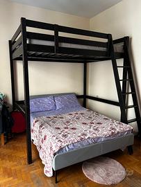 Letto a soppalco nero 140x200