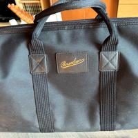 Borsa da viaggio in pelle e tessuto nero Borsalino