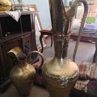 Anfora brocca vaso Ottone antico massicci lavorati