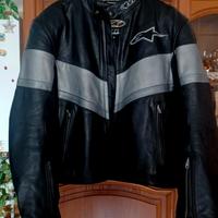 giacca da moto pelle alpinestars nero/grigio