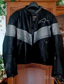 giacca da moto pelle alpinestars nero/grigio
