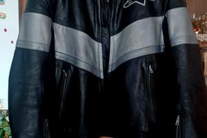 giacca da moto pelle alpinestars nero/grigio