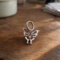 Charm farfalla argento 925 cuore rosa