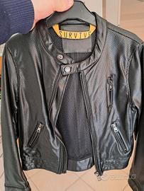 giacca bimba pelle nera traforata marca Survive