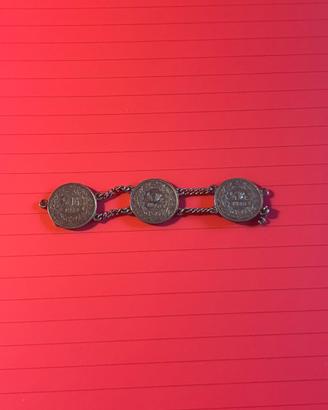 Bracciale vintage con 3 monete svizzere ½ franco