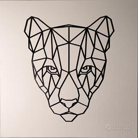 Sagoma puma geometrico da parete in legno nero 3mm