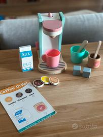 Macchina caffè giocattolo legno con accessori