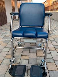 SEDIA RIGIDA DA COMODO CON RUOTE CON WC