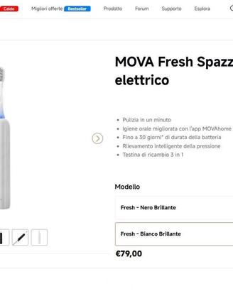 Spazzolino elettrico Mova con AI