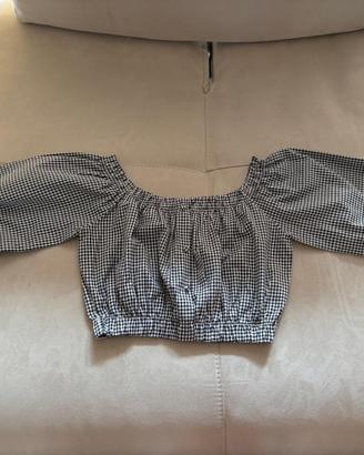 Top corto Yamamay vichy bianco e nero
