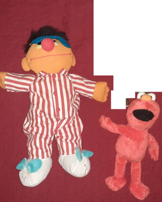 2 Peluche cartoon i muppets Ernie,Elmo vintage toy
