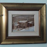  quadro olio vintage E.Sereni Nevicata in campagna