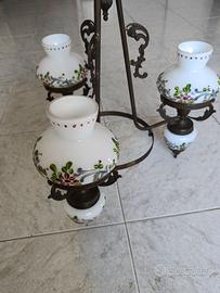 Lampadario in vetro opalino 