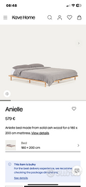 Letto matrimoniale Kave Home Anielle in legno mass
