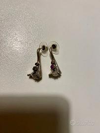 Orecchini Vintage ARGENTO con perla e pietre