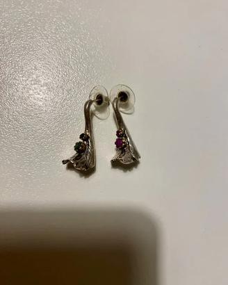Orecchini Vintage ARGENTO con perla e pietre
