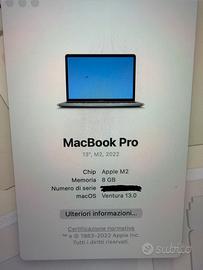 Mac book pro 2022 M2