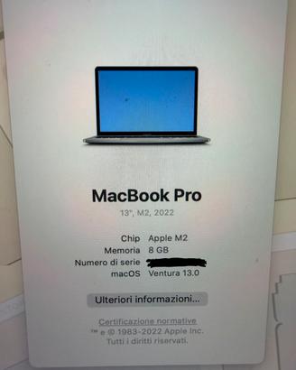 Mac book pro 2022 M2