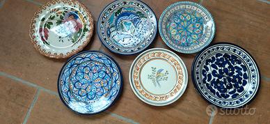 set di 6 piatti decorativi da parete vintage 