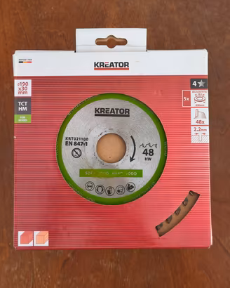 Lama sega circolare legno Kreator 190x30 48 denti