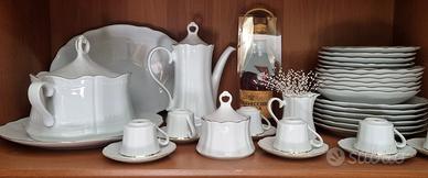 servizio di porcellana oro zecchino e cristallo 