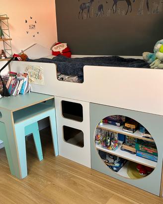 Cameretta letto singolo rialzato