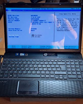Portatile Sony VAIO 8GB memoria