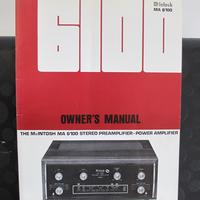 MCINTOSH MA6100 PREAMPLIFIER OWNER’MANUAL ORIGINAL