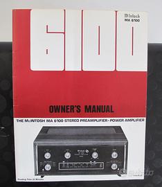 MCINTOSH MA6100 PREAMPLIFIER OWNER’MANUAL ORIGINAL