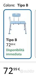 sedia per vasca da bagno disabili/anziani