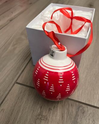 Palla di Natale in ceramica abeti rossi e luce led