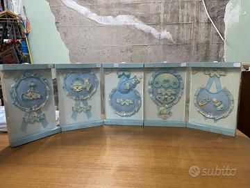 fiocco per nascita in legno rivestito in stoffa