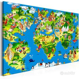 Quadro Mappamondo Per Bambini cm120x80 ARREDALACAS