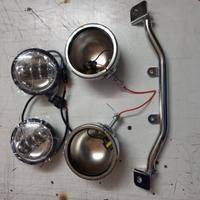 Barra fari moto custom cromata con fari led.