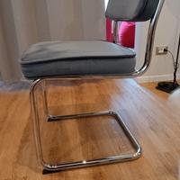 set 4 sedie a sbalzo in velluto e acciaio