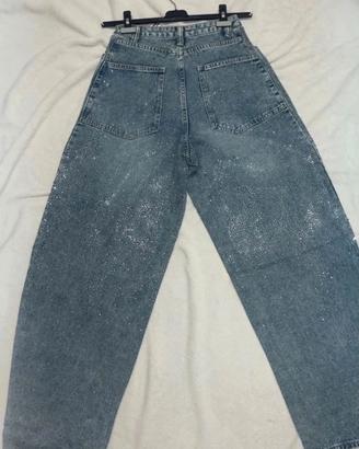 jeans ballon con strass
