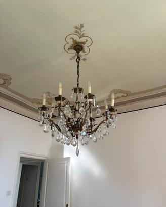 Lampadario con cristalli vintage