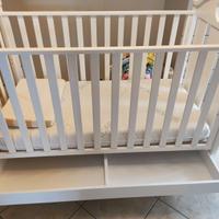 Lettino Erbesi, materasso, paracolpi, piumone.