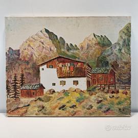 Antico Dipinto Olio su Tela Primo '900 Paesaggio