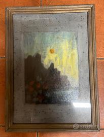 Quadro Santo Pizzamiglio tramonto sulla scogliera